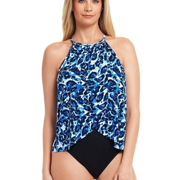 Magicsuit Blue Tide Aubrey High Neck Animal Print Swimsuit - Picture 2 of 12